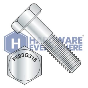 1/2-13 x 1 HEX CAP SCREWS / 316 Stainless Steel / Plain