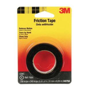 3M 3407NA-BA-6 Friction Tape, 0.708 in W, 6.66 yd L, Black, Rubber Adhesive, PVC Backing