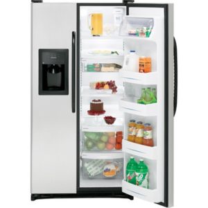 GE 25.0 Cu. Ft. CleanSteel Side-By-Side Refrigerator with Dispenser|GSL25JFTBS