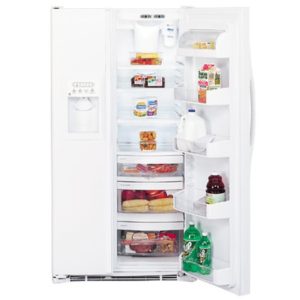 GE 25.4 Cu. Ft. Side-By-Side Refrigerator with Dispenser|GSS25PGMWW