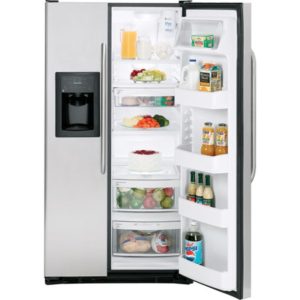 GE 25.4 Cu. Ft. Stainless Side-By-Side Refrigerator with Dispenser|GSS25WSTSS