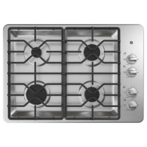 GE 30 Built-In Gas Cooktop with Dishwasher-Safe Grates|JGP3030SLSS