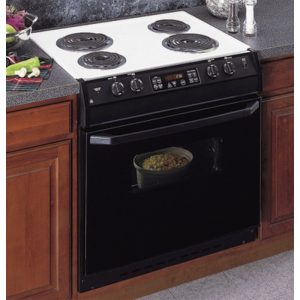 GE 30 Drop-In Electric Range with Self-Cleaning Oven and Black Glass Oven Door|JDP36BWWH