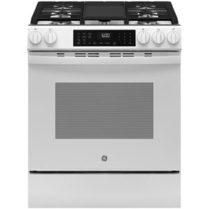 GE 30 Slide-In Front-Control Convection Gas Range with No Preheat Air Fry and EasyWash Oven Tray|GGS600AVWW