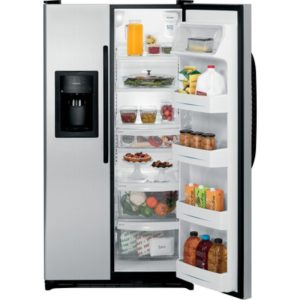 GE ENERGY STAR 22.0 Cu. Ft. Side-By-Side Refrigerator with Dispenser|GSL22JFXLB