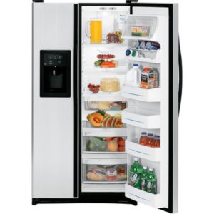 GE ENERGY STAR 23.1 Cu. Ft. CleanSteel Side-By-Side Refrigerator with Dispenser|GSL23WGSBS