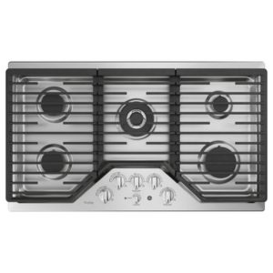 GE Profile 36 Built-In Tri-Ring Gas Cooktop with 5 Burners and Included Extra-Large Integrated Griddle|PGP9036SLSS