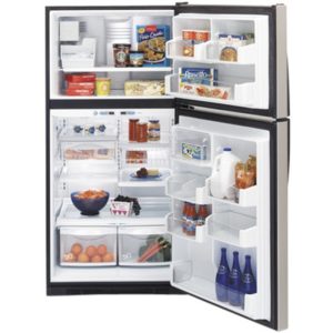 GE Profile ENERGY STAR 21.7 Cu. Ft. Stainless Top-Freezer Refrigerator with Internal Dispenser|PTS22SHRBS