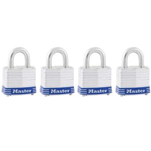 Master Lock 3008D Keyed Alike Padlock, 9/32 in Dia Shackle, 4-Pin Tumbler Locking Mechanism, Steel