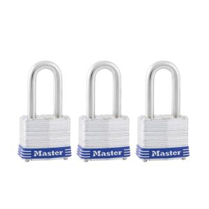 Master Lock 3TRILF Keyed Alike Padlock, 9/32 in Dia Shackle, 4-Pin Tumbler Locking Mechanism, Steel