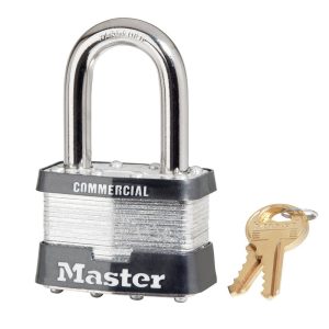 Master Lock 5KALF Laminated Padlock, 1-1/2 in H Shackle, 15/16 in W Shackle, Gray Body