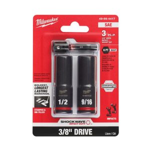 Milwaukee SHOCKWAVE Impact Duty 49-66-4417 Deep Socket Set, 3/8 in Drive, System of Measurement: Imperial, 6 -Point