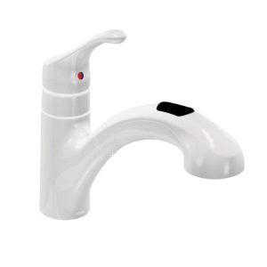 Moen Renzo CA87316W Kitchen Faucet, Deck, Pull-Out, Glacier