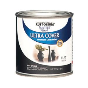 PAINTER’S Touch 2X ULTRA COVER 1976730 Enamel Paint, Water Base, Black, Flat, 40 to 90 sq-ft Coverage Area, 0.5 pt