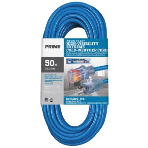 PRIME Neon Flex NS514830 Outdoor Extension Cord With Primelight Power Indicator Light, 125 V, 12 to 3 AWG Conductor