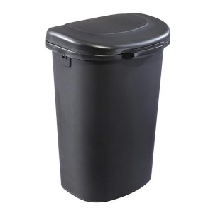 Rubbermaid 1843024 Trash Can, 13 gal Capacity, One-Touch Lid, Touch Top Lid Opening, Resin, Black