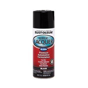 RUST-OLEUM 253365 Automotive Lacquer Spray Paint, High Gloss, Black, 579 g/L VOC, 8 to 10 sq-ft/can Coverage Area