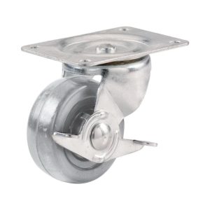 shepherd 9271 Swivel Plate Caster With Side Brake, Brake, Swivel Caster, 2 in Dia Wheel, 125 lb Load, Gray Wheel