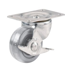 shepherd 9274 Plate Caster with Brake, Swivel Caster, 2-1/2 in Dia Wheel, 175 lb Load, Hard Rubber Wheel, Gray Wheel
