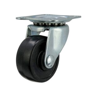 shepherd 9489 Plate Caster, Swivel Caster, 1-1/2 in Dia Wheel, 5/8 in W Wheel, 40 lb Load, Rubber Wheel, Black Wheel