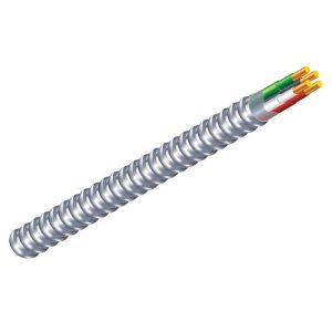 Southwire 68580022 MC Armored Cable, 600 VAC, 2-Conductor, 12 AWG Conductor, 50 ft L, Copper Conductor, Aluminum Armor