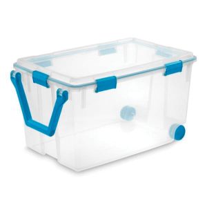 Sterilite 19434303 Wheeled Gasket Box, 120 qt Capacity, 30-1/4 in L, 19-5/8 in W, 16-3/4 in H, Blue Aquarium