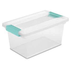 Sterilite 19628604 Medium Clip Box, 11 in L, 6-5/8 in W, 5-3/8 in H, Clear