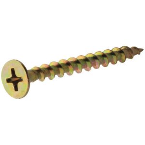 The Project Center 47670 All-Purpose Wood Screw, #6 Thread, Coarse Thread, Phillips Drive, #2 Drive, Bugle Head, Gold