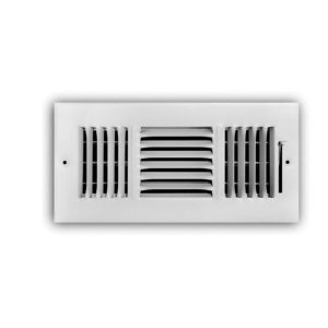 TRUaire 100 Series C103M10X04 Ceiling/Sidewall Floor Register, 3-Way Deflection, Steel, Powder-Coated, Pristine White