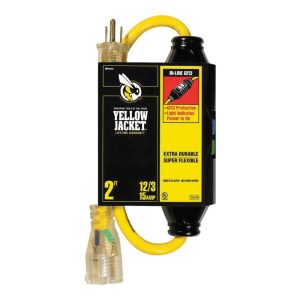 Yellow Jacket 2817 Contractor-Grade SJTW Extension Cord, 125 V, 3 -Conductor, 12 AWG Conductor, 2 ft L