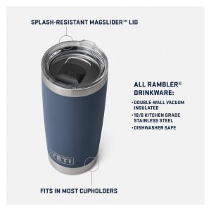 YETI Rambler Series 21071504471 Tumbler, 20 oz Capacity, MagSlider Lid, Stainless Steel, Sandstone Pink, Insulated